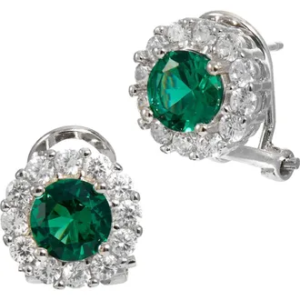 Savvy Cie Jewels Halo Stud Earrings in Green at Nordstrom