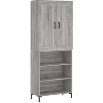 vidaXL Vidaxl - Aparador Alto Madera Contrachapada Gris Sonoma 69,5x34x180 Cm