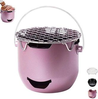 OEM Mini Parrilla De Carb&oacute;n De Acero Inoxidable, Morada, Parrilla Peque&ntilde;a Para Exteriores, Parrilla 2 En 1 Para Exteriores, Caravanas Y Picnics