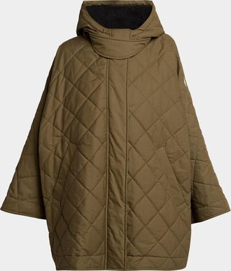 Moncler Diamond-Quilted Hooded Cape
