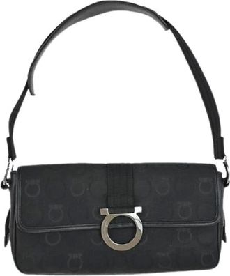 Ferragamo Pre-owned Shoulder Bags, female, Black, Size: ONE SIZE Pre-owned Canvas Shoulder Bag