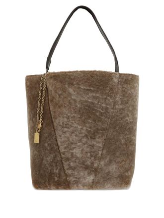 Chlo&eacute; medium shearling tote bag - Brown