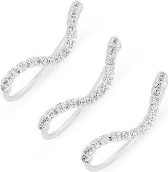 Nordstrom Rack Set of 3 Cubic Zirconia Tennis Rings in Clear- Silver at Nordstrom Rack, Size 9