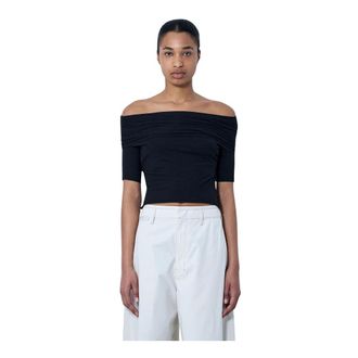 Christophe Lemaire Blouses, female, Black, Size: XS Short Sleeve Twisted Top