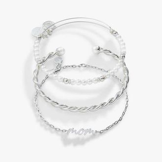 Alex and Ani Mom Script Bracelet, Set of 3 in Silver at Nordstrom