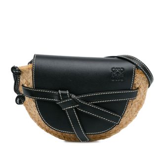 Loewe Black Mini Raffia Gate Crossbody Bag