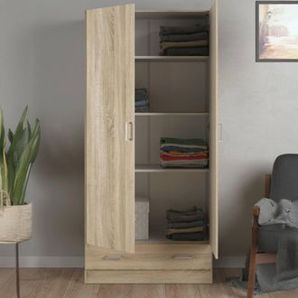 Dmora Guardaroba 2 Ante Amylya, Mobile Camera Da Letto, Cabina Armadio Portabiti, Armadio Appendiabiti, 79x36 H170 Cm, Quercia - Dmora