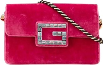 Gucci Pre-owned Cross Body Bags, female, Pink, Size: ONE SIZE Pre-owned Velvet Cross Body Bag