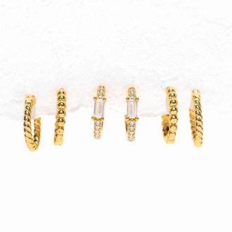 Girls Crew California Dreamin Hoop Set - 3 Pairs In Gold
