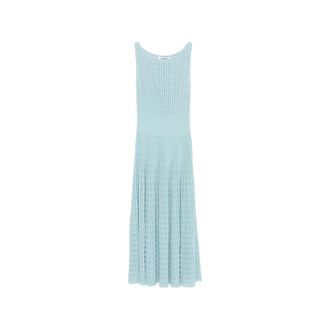 Antonino Valenti Ribbed Knit Boat Neck Midi Dress - female - Antonino Valenti - Midi Dresses - Blue - M - Dresses