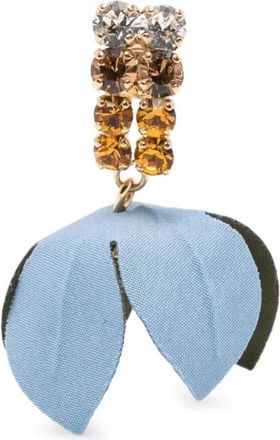 Marni Poplin Flower Earrings - Dames - Oorbellen - Blauw - ONE Size - Katoen - Accessoires