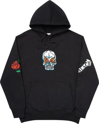 Palace Hoodie met geborduurde roos - Zwart