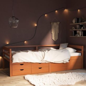 Berkfield Home Bed Frame with Drawers&Cabinet Honey Brown Pinewood 90x200 cm