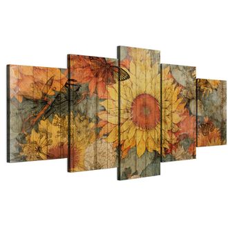 OEM Cuadro Sobre Lienzo Italiano De 100 X 50 Cm, Pent&aacute;ptico - Estilo Vintage - Naturaleza Cuadro Sobre Lienzo Italiano De 200 X 100 Cm, Pent&aacute;ptico - Estil