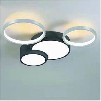 Trade Shop Plafoniera Led 36w 4 Cerchi Argento Nero Lampada Soffitto Moderno Luce 4000k 70937 - - Trade Shop Traesio