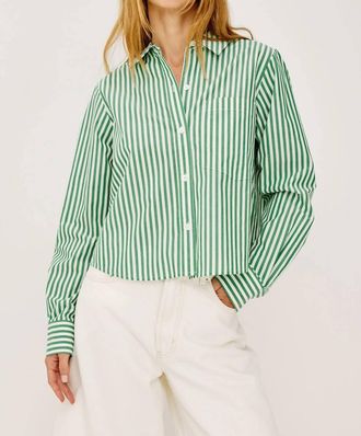 Rails Ramy Button Up Shirt In Emerald Stripe