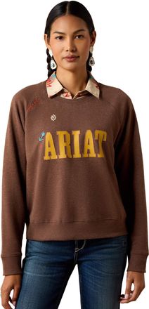 Ariat Womens Essential Crew Sweatshirt Long Sleeve in Chicory Coffee Heather, Size X-Large, by Ariat