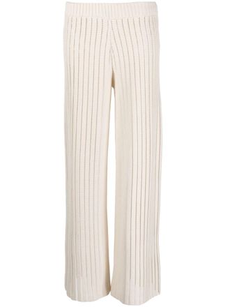 Fabiana Filippi rib-knit wide-leg trousers - White