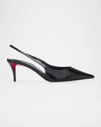 Christian Louboutin 60mm Miss Z Patent Leather Slingback Pumps