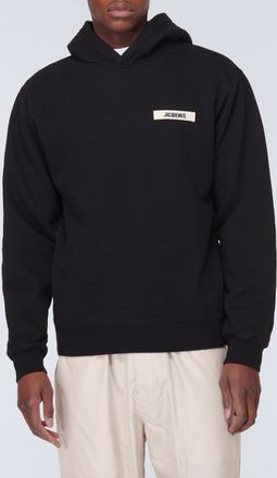 Jacquemus Mens The Gros Grain Hoodie in Black Cotton - Size X-Small