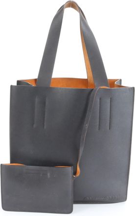 Miu Miu Black Orange Leather Handbag Shoulder Bag Tote Bag (Pre-Owned)