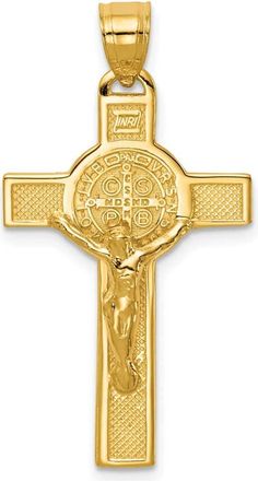 Diamond2Deal 14k Yellow Gold San Benito 2-Sided Crucifix Pendant