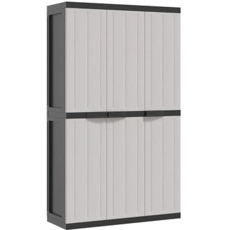 vidaXL Armario De Almacenaje Exterior Pp Gris Y Negro 97x37x165 Cm Vidaxl