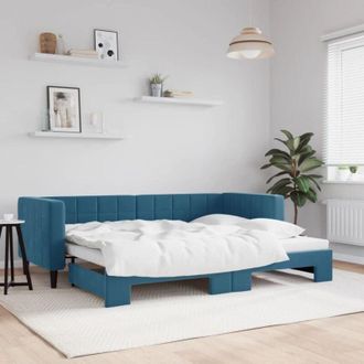 vidaXL Divano Letto con Letto Estraibile Blu 80x200 cm in Velluto - Vidaxl