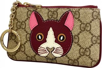 Gucci Beige Bordeaux Pvc Coin Purse/Coin Case (Pre-Owned)