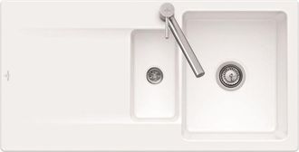 Villeroy & Boch Villeroy&boch - Fregadero 1 1/2 Senos Villeroy Et Boch Siluet 60 R Blanco Ceramicplus Con Desag&uuml;e Autom&aacute;tico