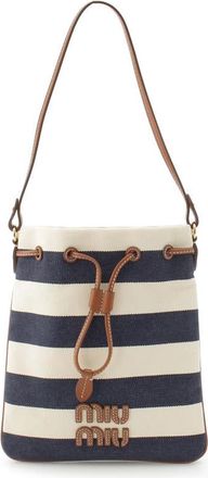 Miu Miu Pre-owned Miu Miu Striped Canvas Logo Drawstring Handbag Ladies 9SO2XUSVKJ8TODUF