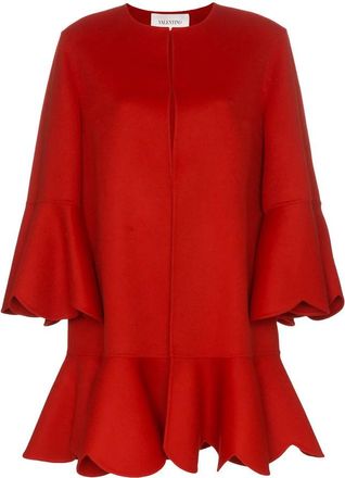 Valentino Garavani Collarless Ruffled Coat