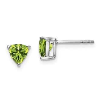 Diamond2Deal 14k White Gold Trillion Peridot Earrings