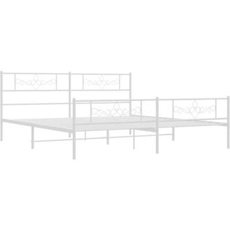 vidaXL Vidaxl - Estructura Cama Sin Colch&oacute;n Con Estribo Metal Blanco 200x200 Cm