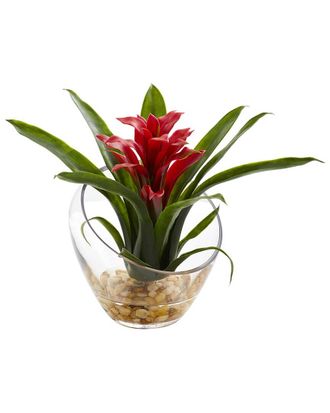 Nearly Natural Tropical Bromeliad in Angled Vase Artificial Arrangement