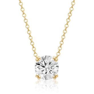 MAX + STONE 10K Yellow or White Gold Solitaire Round Pendant Embellished with Swarovski Zirconia Various Sizes
