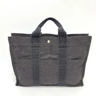 Herm&egrave;s Gray Canvas Handbag Tote Bag (Pre-Owned)