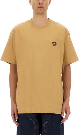 Carhartt Work in Progress Beige Logo Crew Neck T-Shirt
