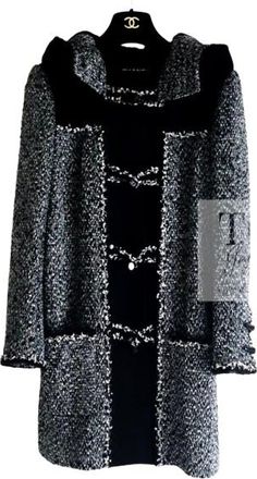 Chanel Tweed Duffle Coat Size L