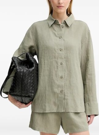 Samsøe & Samsøe Giacca-camicia button-down in lino - Verde