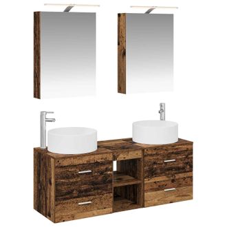 vidaXL Juego De Muebles De Ba&ntilde;o 5 Pcs Madera Envejecida Vidaxl
