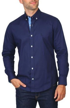 Tailorbyrd Solid Stretch Button-Down Shirt in Navy at Nordstrom Rack, Size Xx-Large