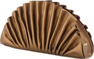 Cult Gaia Womens Nala Clutch Brown Calfskin