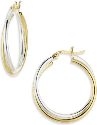 Argento Vivo Twisted Two-Tone Sterling Silver Hoop Earrings in Gold/silver at Nordstrom