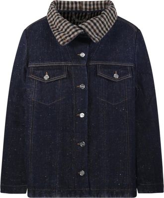 Ganni Jassen, Dames, Blauw, M, Denim, Donkerblauwe Denim Bonded Jack