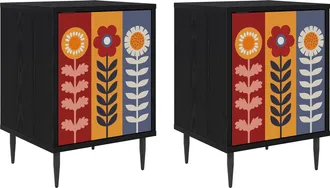 vidaXL Mesa De Noche Essen 2 Uds. Roble Negro 36 X 33 X 51 Cm Vidaxl