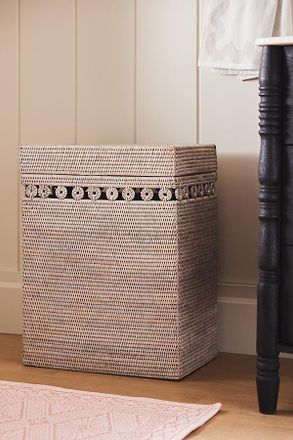 Anthropologie Artifacts Rattan Rectangular Hamper with Hinged Lid