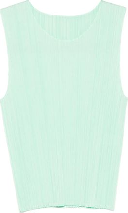 Pleats Please Issey Miyake Monthly Colors: May geplooide mouwloze top - Groen