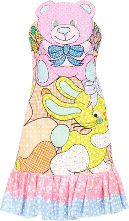 Moschino COUTURE! 2022 Runway Calico Animals pink sequinned beaded dress IT40 S