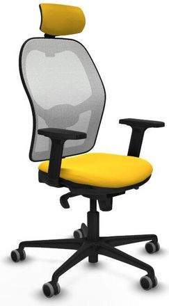 Piqueras y Crespo Piqueras Y Crespo - Jorquera Sincro Malla Blanca Similpiel Amarillo Brazos 2d Base Nailon Cabecero 2d Ruedas 65mm Engomada